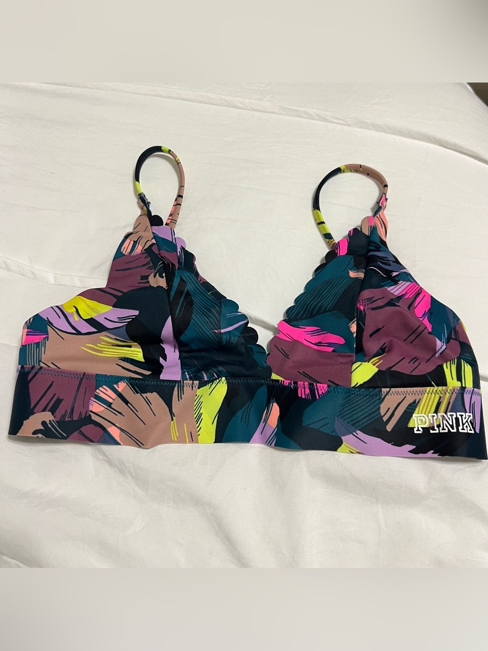 PINK Victoria's Secret Multicolor Leaf-Print Triangle Bralette